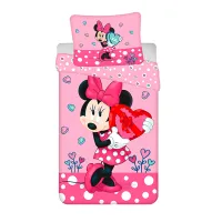 Pościel bawełniana 140x200 Myszka Mini Minnie Mouse 8094 serce różowa grochy kwiaty poszewka 70x90 dziecięca