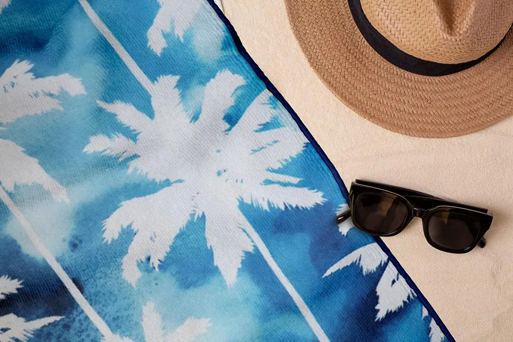 Ręcznik plażowy Summer Palms 70x140  Palmy niebieski