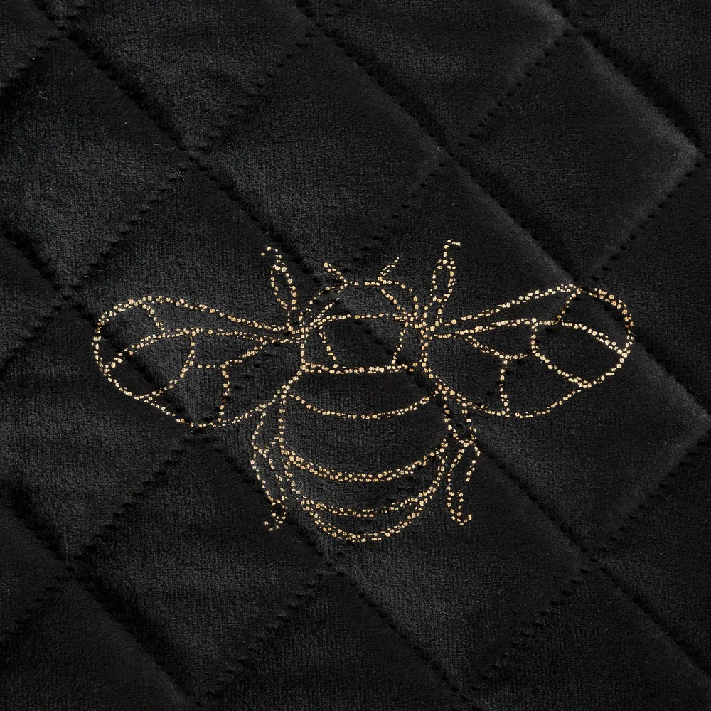 Narzuta dekoracyjna 170x210 Stela czarna złota welwetowa pszczoły Eurofirany