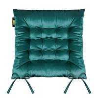 Poduszka siedzisko 40x40x8 Velvet 16 na krzesło zielona ciemna welurowa z wiązaniem dekoracyjna Eurofirany