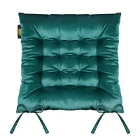 Poduszka siedzisko 40x40x8 Velvet 16 na krzesło zielona ciemna welurowa z wiązaniem dekoracyjna Eurofirany