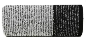 Ręcznik Leon 30x50 czarny biały z żakardowym wzorem w paski frotte 500g/m2 Eurofirany