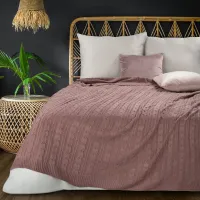 Koc pleciony 130x170 Akryl 2 rożowy akrylowy narzuta na łóżko Eurofirany