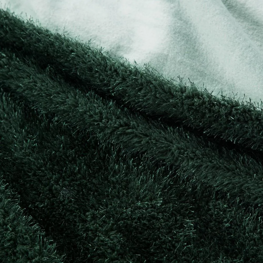 Koc narzuta dekoracyjna 200x220 Oriana zielony ciemny futrzak Eurofirany