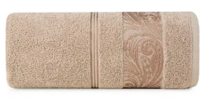 Ręcznik Sylwia 1 50x90 brązowy frotte     z żakardową bordiurą 500g/m2 Eurofirany