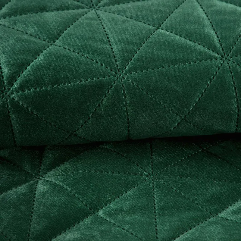Koc narzuta na fotel 70x160 Luiz 3 zielona ciemna welwetowa wzór geometryczny