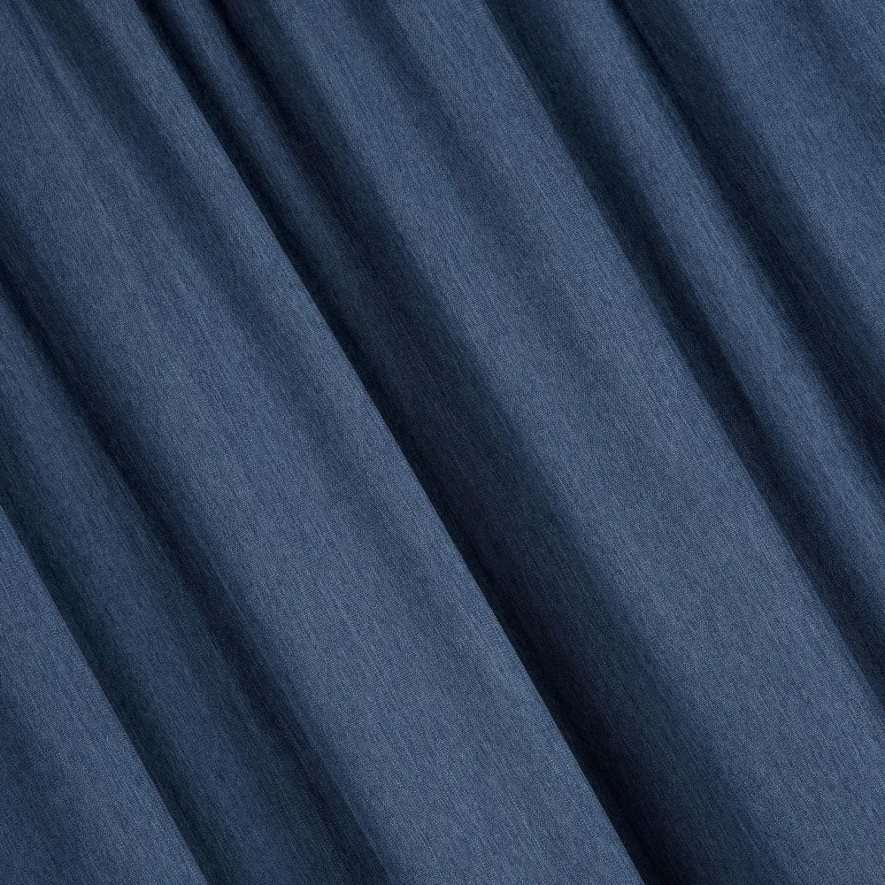 Zasłona 140x270 Palermo 5 niebieska ciemna gotowa na taśmie gotowa na przelotkach z miękkiej tkaniny z efektem melanżu Terra Collection Eurofirany
