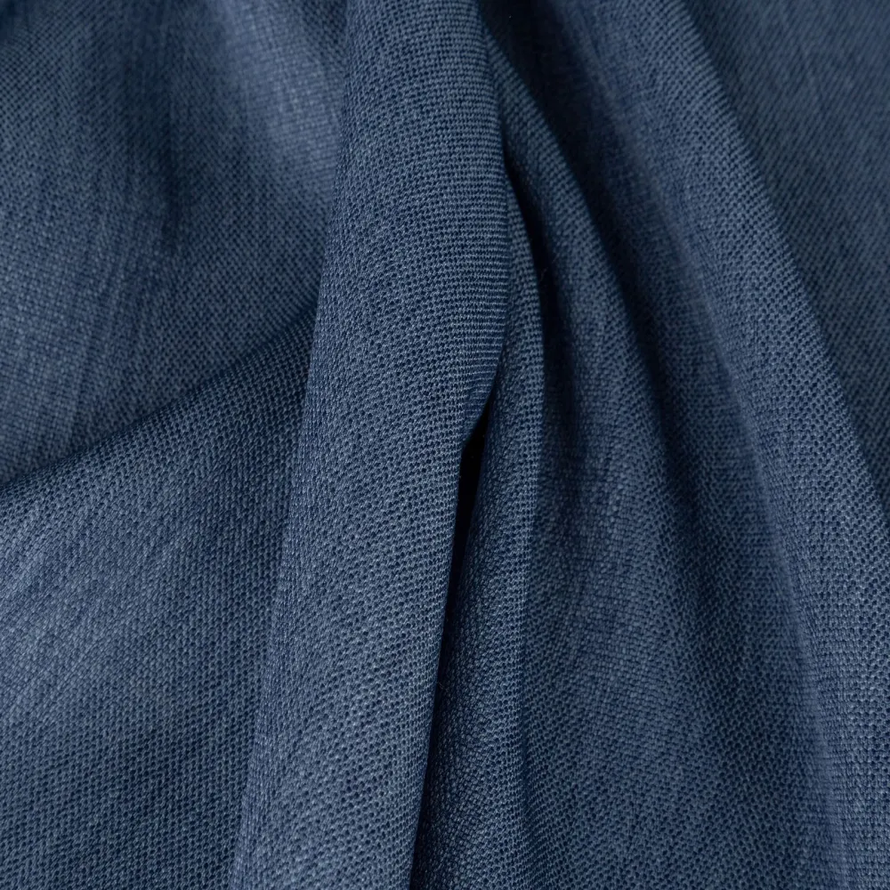 Zasłona 140x270 Palermo 5 niebieska ciemna gotowa na taśmie gotowa na przelotkach z miękkiej tkaniny z efektem melanżu Terra Collection Eurofirany