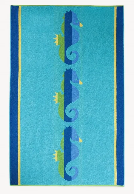 Ręcznik plażowy 100x160 Nautical 8141/1 turkusowy konik morski 380 g/m2 Zwoltex