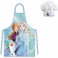 Fartuszek dziecięcy z czapką Frozen 003 niebieski zestaw kucharza