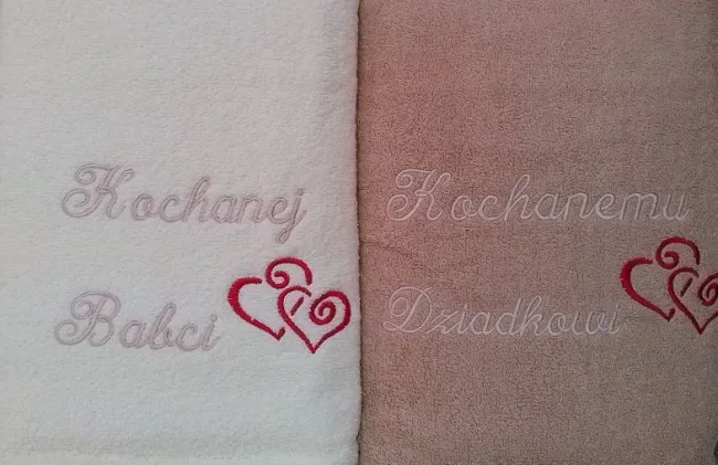 Komplet ręczników Wenus frotte 2 szt. Kremowy + Beżowy 1834 Kochanej Babci, Kochanemu Dziadkowi