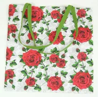 Torba bawełniana na zakupy 37x38 biała róże czerwone 3537