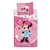 Pościel dziecięca 140x200 Myszka Mini Minnie Mouse 9503 różowa amarantowa w groszki poszewka 70x90