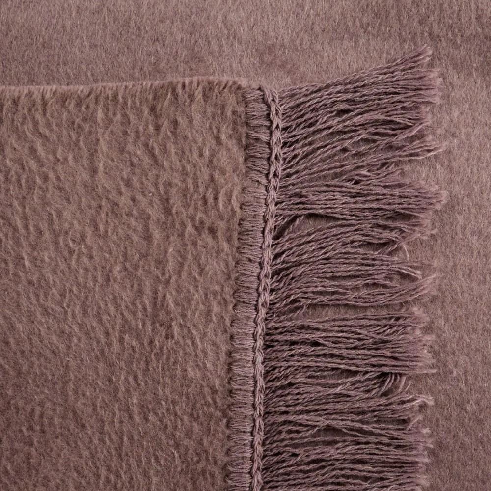 Koc bawełniany akrylowy 220x240 Akryl 7 pudrowy różowy jednobarwny z frędzlami Premium narzuta na łóżko Eurofirany