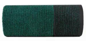 Ręcznik Leon 50x90  czarny turkusowy z żakardowym wzorem w paski frotte 500g/m2 Eurofirany