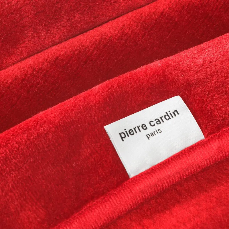 Koc narzuta akrylowy 220x240 Clara  670g/m2 czerwony złoty haft Pierre Cardin