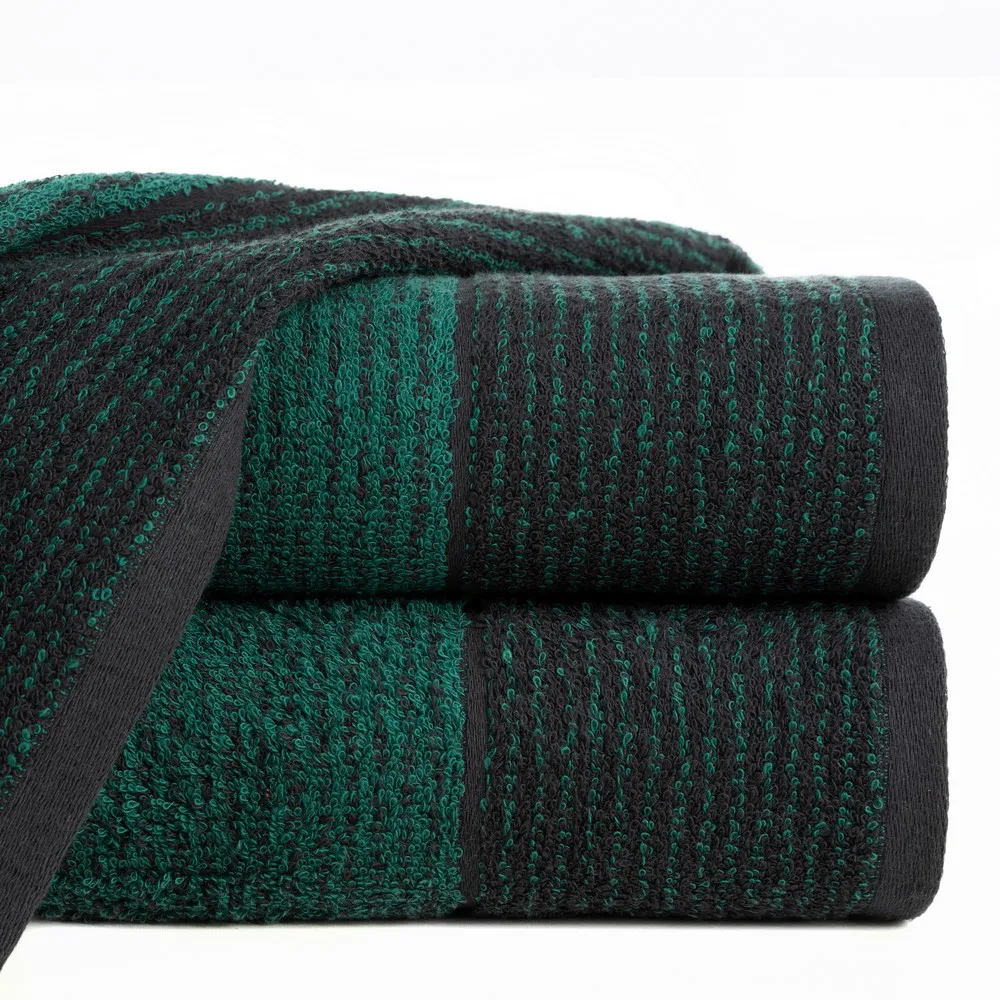 Ręcznik Leon 70x140  czarny turkusowy z żakardowym wzorem w paski frotte 500g/m2 Eurofirany