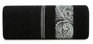 Ręcznik Sylwia 1 70x140 czarny frotte     z żakardową bordiurą 500g/m2 Eurofirany