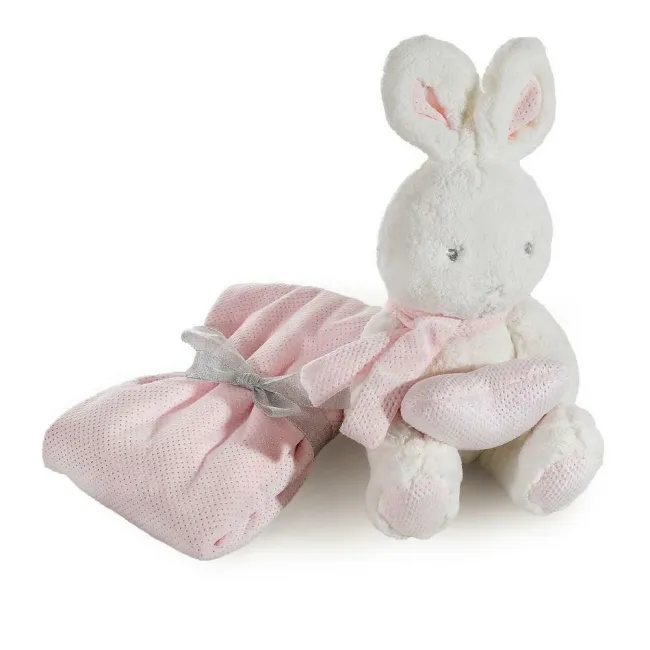 Kocyk dziecięcy 75x100 Toy 16 różowy biały pluszak zabawka królik Eurofirany