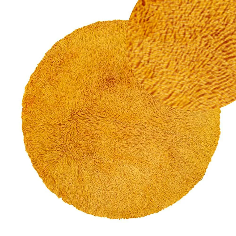 Dywan mata 90 cm Soft Round eco futro     okrągły żółty antypoślizgowy Domarex