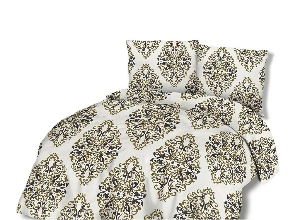 Pościel bawełniana 220x200 71446/1 glamour kremowa brązowa ornamenty orientalna Cottonlove