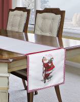 Obrus bieżnik świąteczny 40x140 Santa biały czerwony Mikołaj