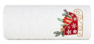 Ręcznik Santa 70x140 biały czerwone sanie świąteczny 24 450 g/m2 Eurofirany