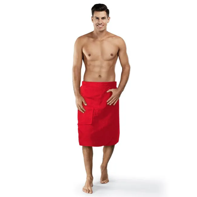 Ręcznik męski do sauny Kilt L/XL czerwony frotte bawełniany