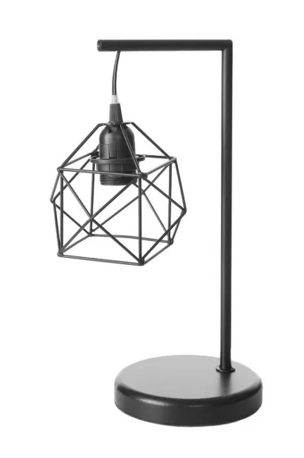 Lampa stołowa dekoracyjna Eric czarna z metalu o geometrycznym kształcie do salonu biura styl industrialny vintage loftowy