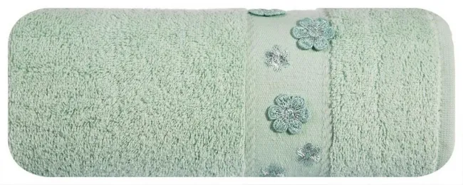 Ręcznik Dakota 70x140 miętowy 04 kwiatki 450g/m2 Eurofirany