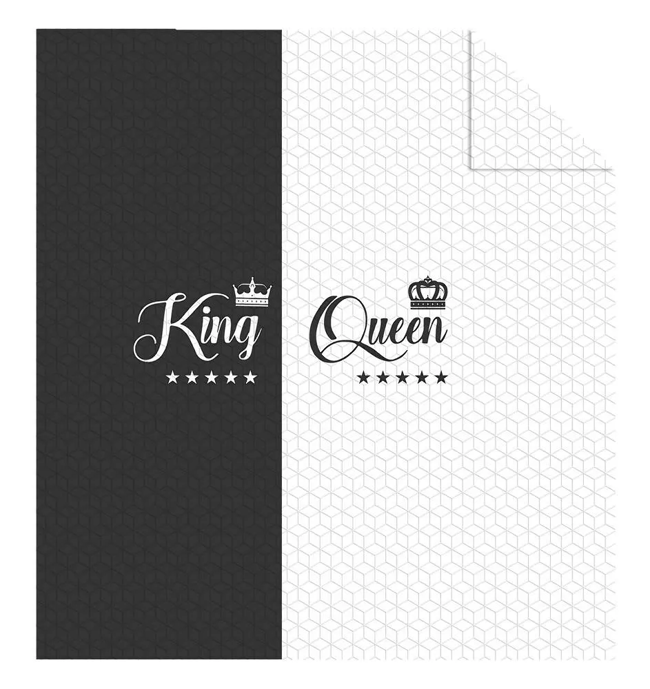 Narzuta dekoracyjna 170x210 Holland K20 King Queen Królowa i Król czarna biala dwustronna