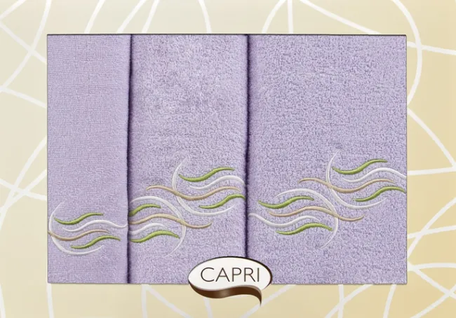 Komplet ręczników w pudełku Capri 3 cz. Alan/12 wrzos+krem Eurofirany