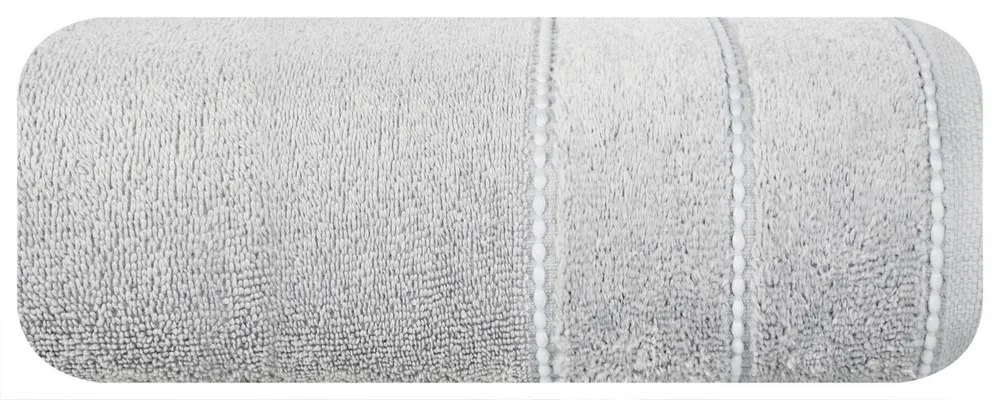 Ręcznik Mari 50x90 stalowy z welurową bordiurą 500g/m2 Eurofirany