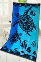 Ręcznik plażowy 90x170 Oahu żółwie rybki turkusowy niebieski frotte Plaża 1