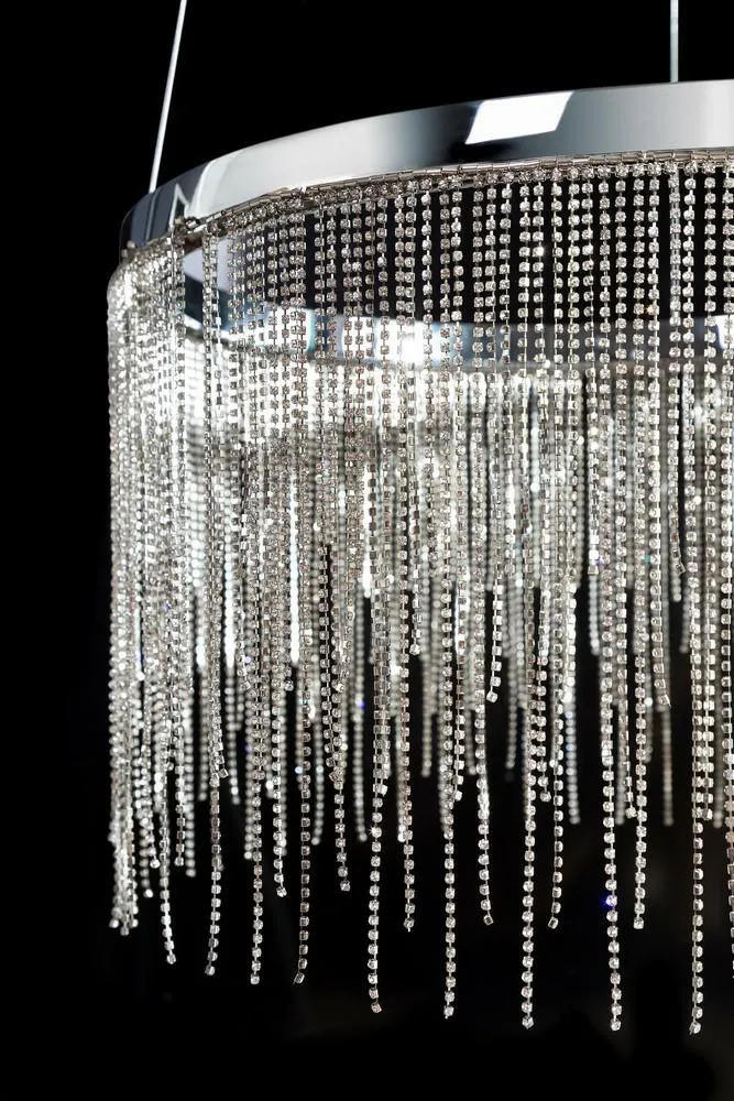 Lampa wisząca sufitowa Diamond 45x120 zwisające drobne kryształki do salonu sypialni styl nowoczesny klasyczny glamour