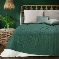Koc pleciony 130x170 Akryl 2 zielony ciemny akrylowy narzuta na łóżko Eurofirany