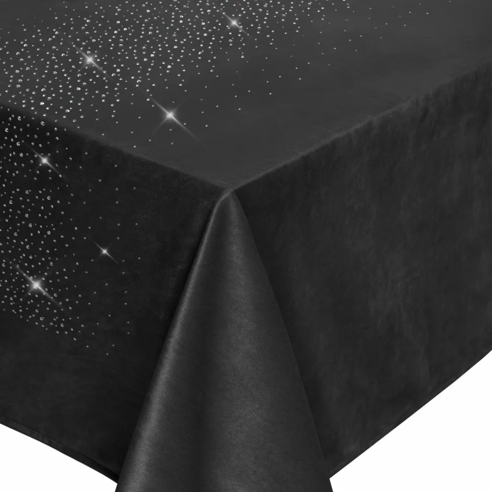 Obrus bieżnik dekoracyjny 60x120 Shiny  czarny welurowy z kryształkami