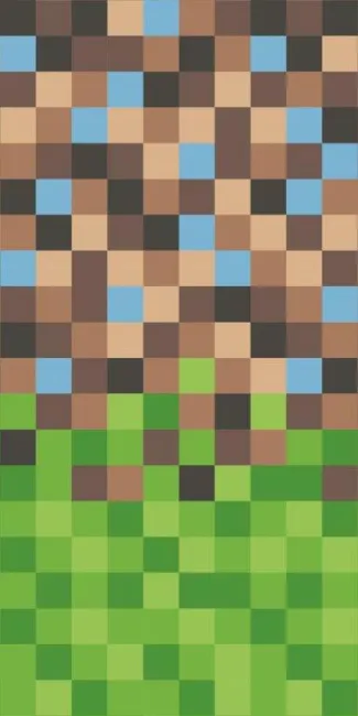Ręcznik plażowy 70x140 Piksele 9704 Minecraft gra kostka zielony brązowy bawełniany
