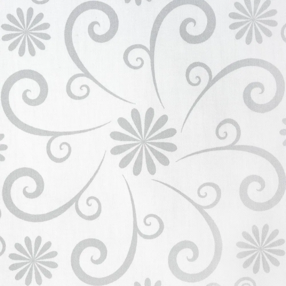 Pościel satynowa 220x200 Selma rozeta biała srebrna kwiaty orientalna Eurofirany