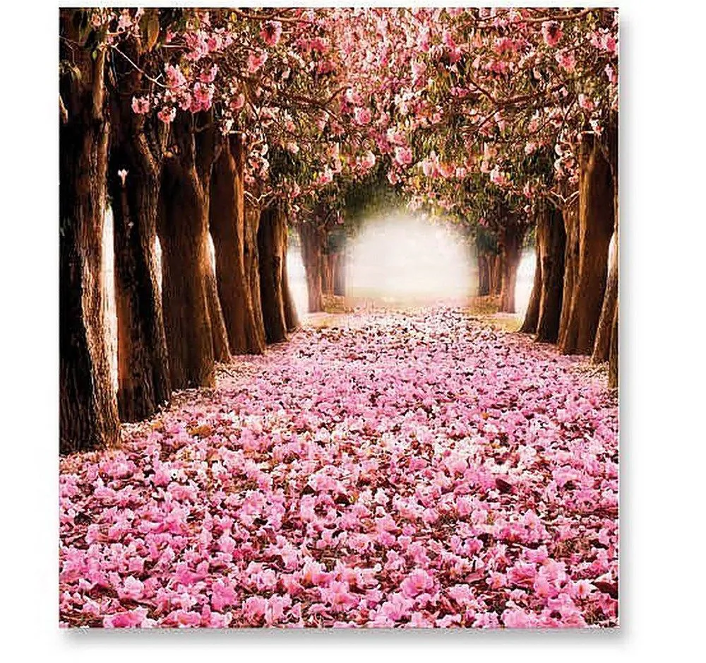 Koc akrylowy narzuta 155x220 3D Fluff 29 Łąka Różowa pod Drzewami las kwiaty drzewa