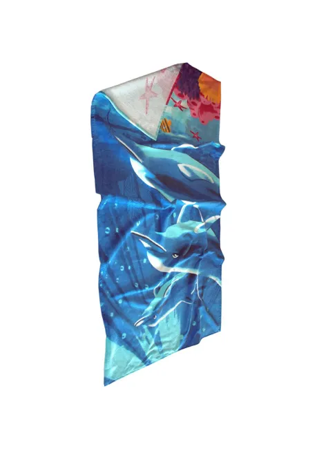 Ręcznik plażowy 75x150 Dolphin delfiny niebieski bawełniany