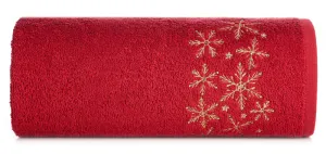 Ręcznik Santa 70x140 czerwony złoty gwiazdki świąteczny 16 450 g/m2 Eurofirany