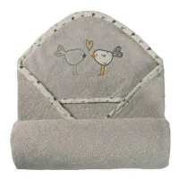 Okrycie kąpielowe niemowlęce 100x100 frotte maxi plus Birds 42 szare ręcznik z katurkiem