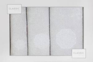 Komplet ręczników w pudełku 3 szt Mandala srebrny biały 380g/m2 Eurofirany