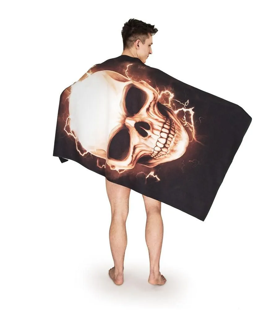 Ręcznik Czacha czaszka 80x160 dymiąca czaszka czarny gadżet na prezent kąpielowy