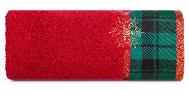 Ręcznik Cherry 50x90 czerwony zielony     świąteczny 01b 480 g/m2 Eurofirany