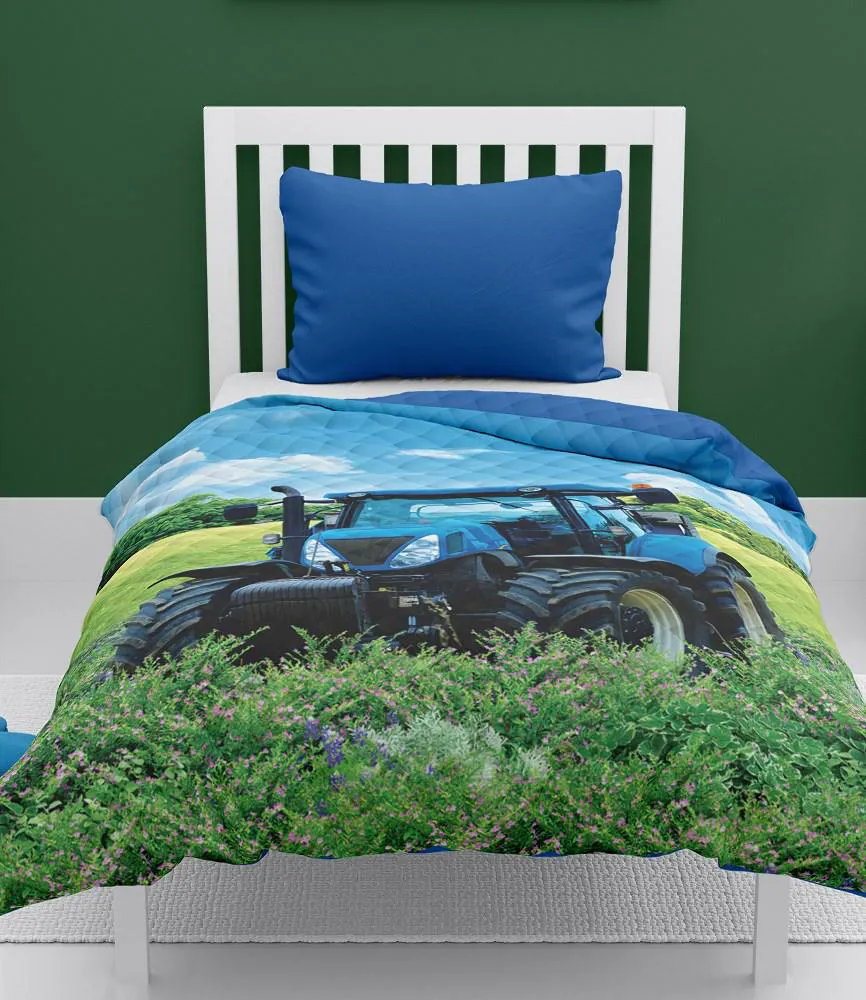 Narzuta dziecięca 170x210 traktor niebieska zielona K_51 113 Bedspread