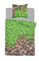 Pościel bawełniana 140x200 Minecraft gra piksele kostka zielony brązowy 3157 A 9865