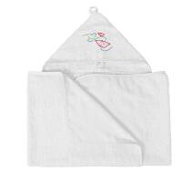Okrycie kąpielowe dziecięce 140x70 maxi junior 01 białe ręcznik z kapturkiem