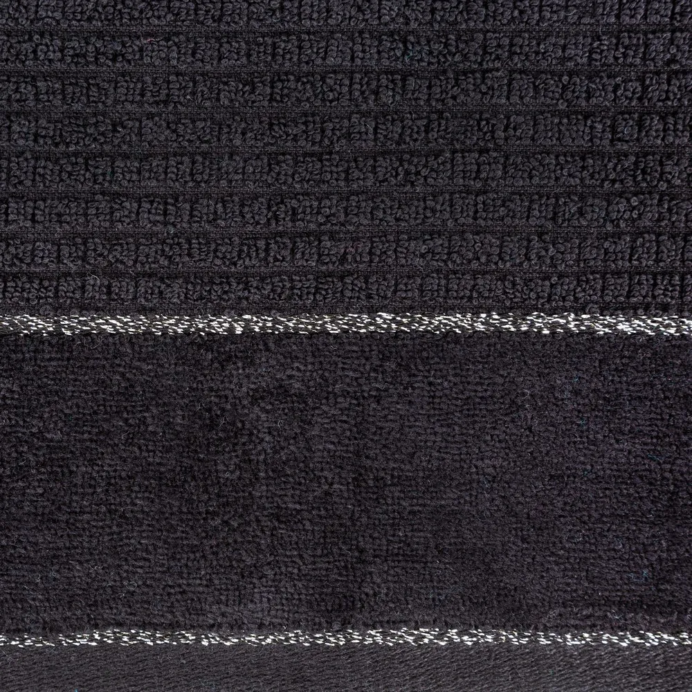 Ręcznik Glory 2 50x90 czarny z welurową bordiurą i srebrną nicią 500g/m2 frotte Eurofirany